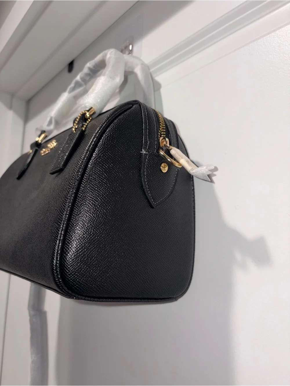 COACH Black Leather Rowan Satchel Bag